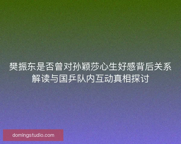 樊振东是否曾对孙颖莎心生好感背后关系解读与国乒队内互动真相探讨
