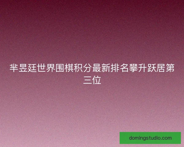 芈昱廷世界围棋积分最新排名攀升跃居第三位