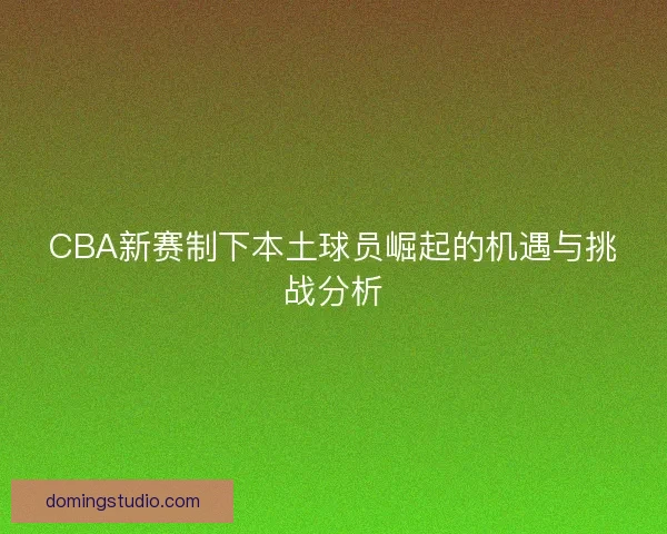 CBA新赛制下本土球员崛起的机遇与挑战分析 CBA新赛制下本土球员崛起的机遇与挑战分析