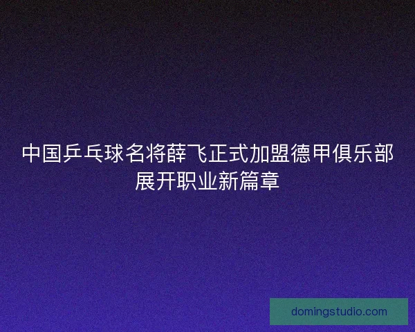 中国乒乓球名将薛飞正式加盟德甲俱乐部展开职业新篇章 中国乒乓球名将薛飞正式加盟德甲俱乐部展开职业新篇章